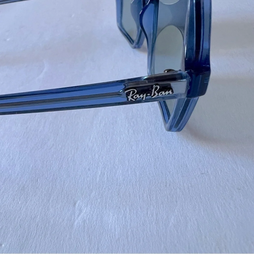RAY-BAN WOMENS SQUARE II RB  1973 6587 SUNGLASSES TRUE BLUE TRANSPARENT NWOT
